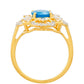 Inel din Argint 925 Placat cu Aur ( 2.78 grame ) cu Opal Albastru Etiopian Paraiba și Topaz Alb 1.29 Carate