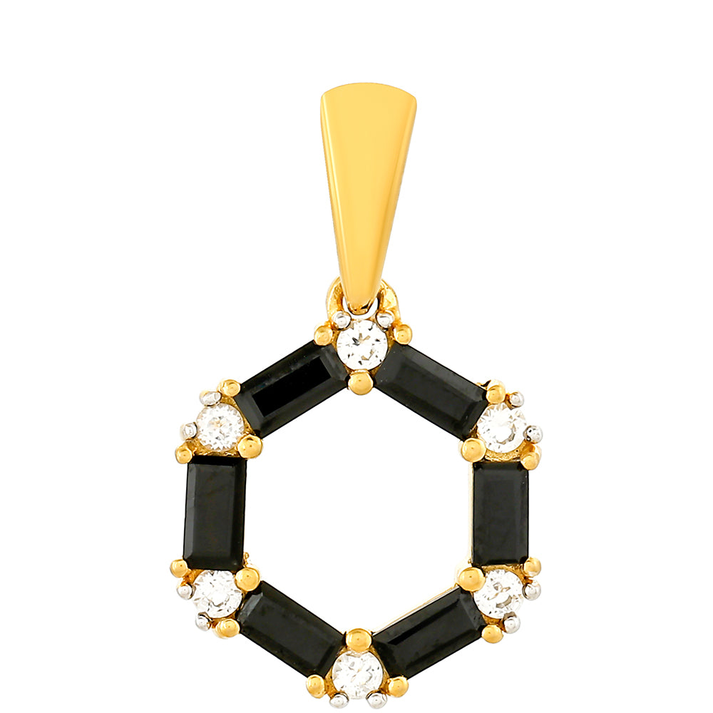 Pandantiv din Argint 925 Placat cu Aur ( 1.2 grame ) cu Turmalină Neagră și Topaz Alb 1.06 Carate 1 