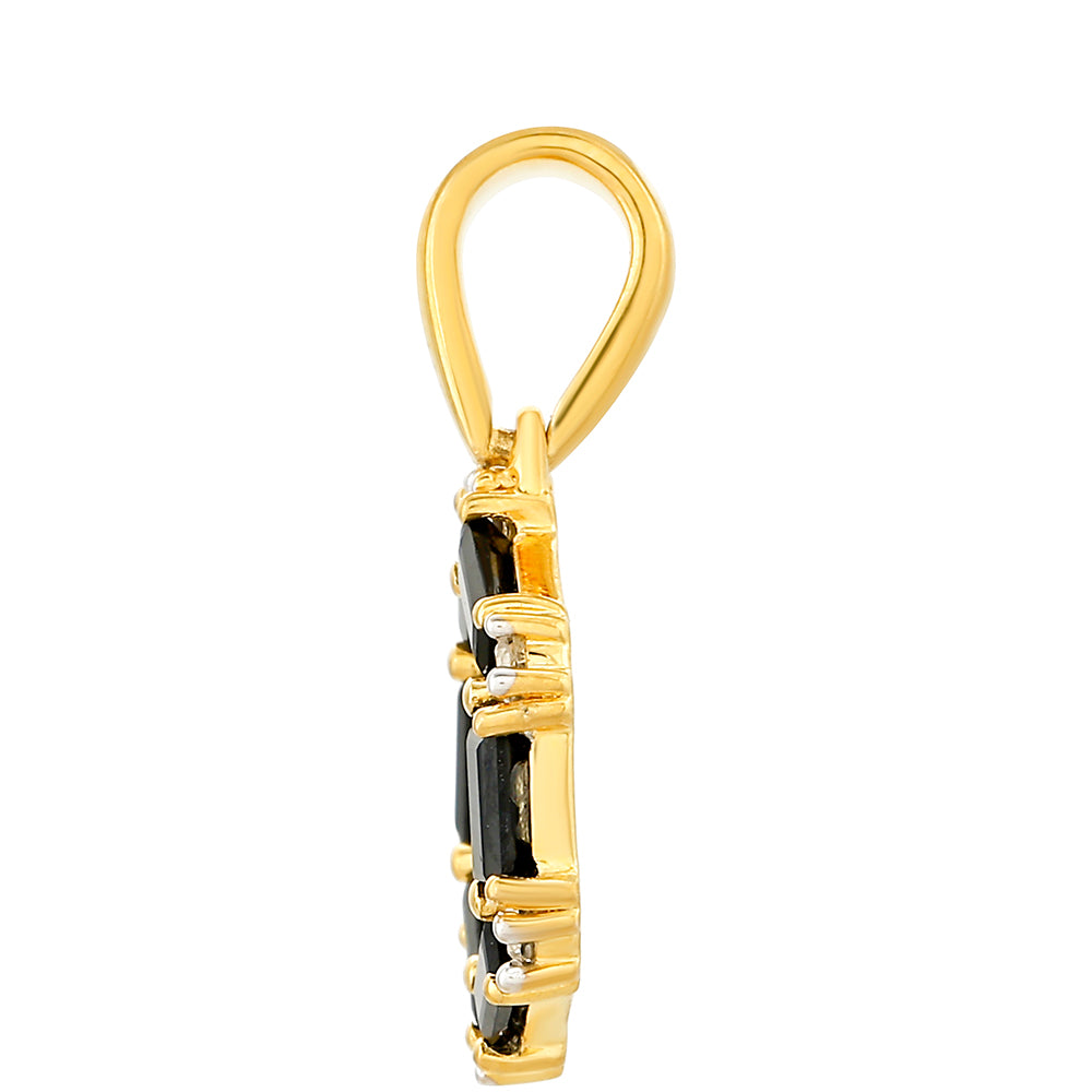 Pandantiv din Argint 925 Placat cu Aur ( 1.2 grame ) cu Turmalină Neagră și Topaz Alb 1.06 Carate 2 
