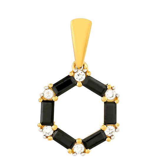 Pandantiv din Argint 925 Placat cu Aur ( 1.2 grame ) cu Turmalină Neagră și Topaz Alb 1.06 Carate