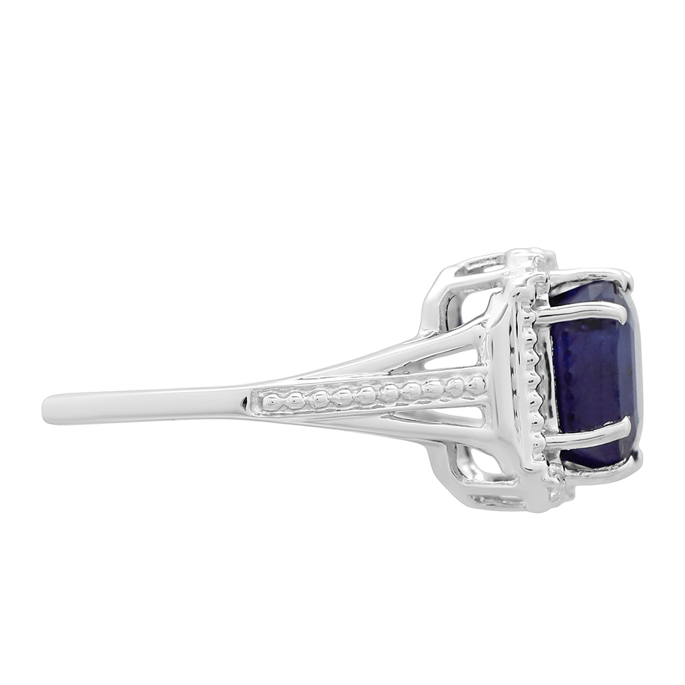 Inel din Argint 925 ( 2.51 grame ) cu Safir Thailandez și Topaz Alb 4.47 Carate 2 