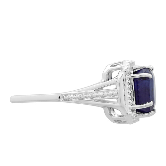 Inel din Argint 925 ( 2.51 grame ) cu Safir Thailandez și Topaz Alb 4.47 Carate