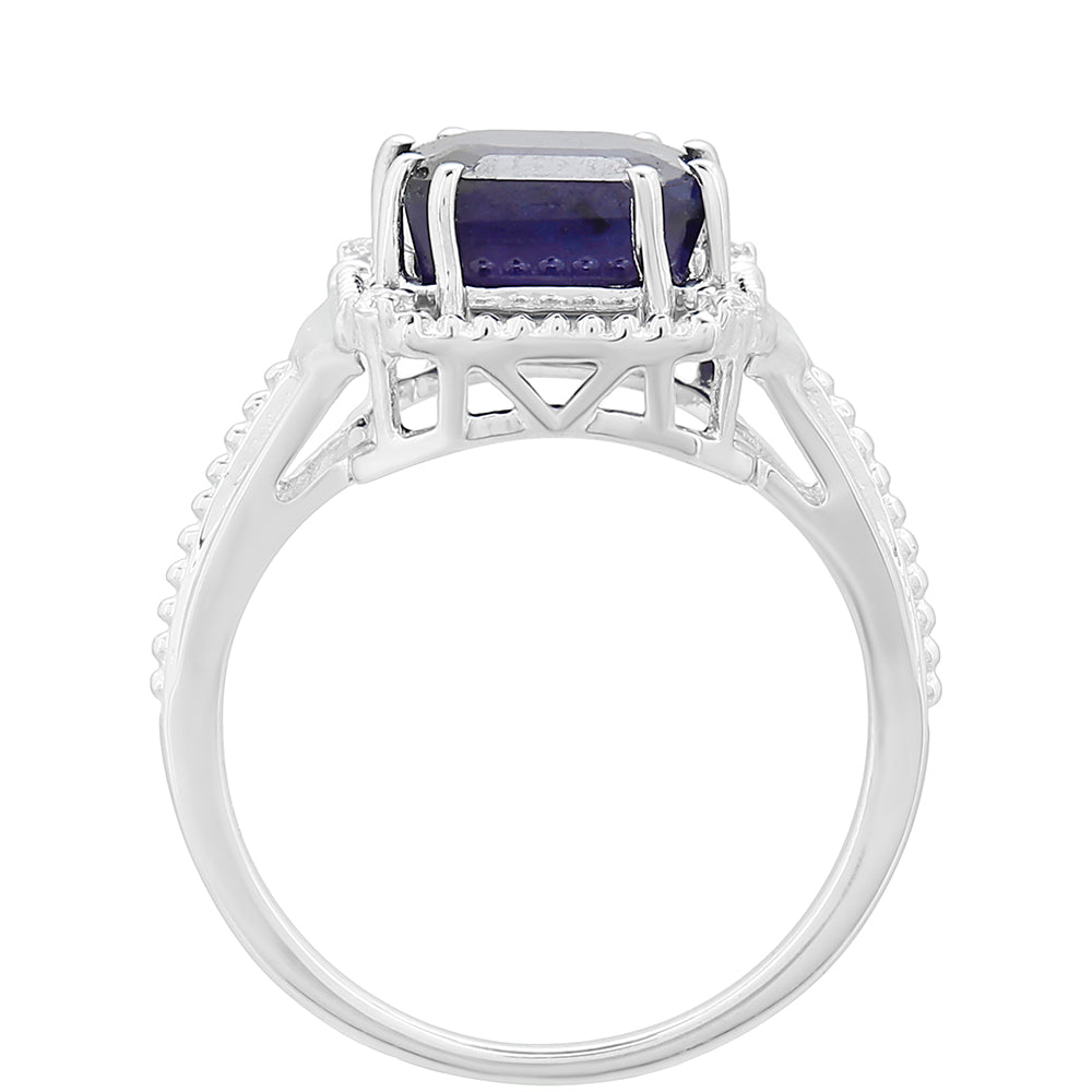 Inel din Argint 925 ( 2.51 grame ) cu Safir Thailandez și Topaz Alb 4.47 Carate 4 