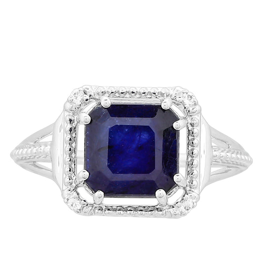 Inel din Argint 925 ( 2.51 grame ) cu Safir Thailandez și Topaz Alb 4.47 Carate