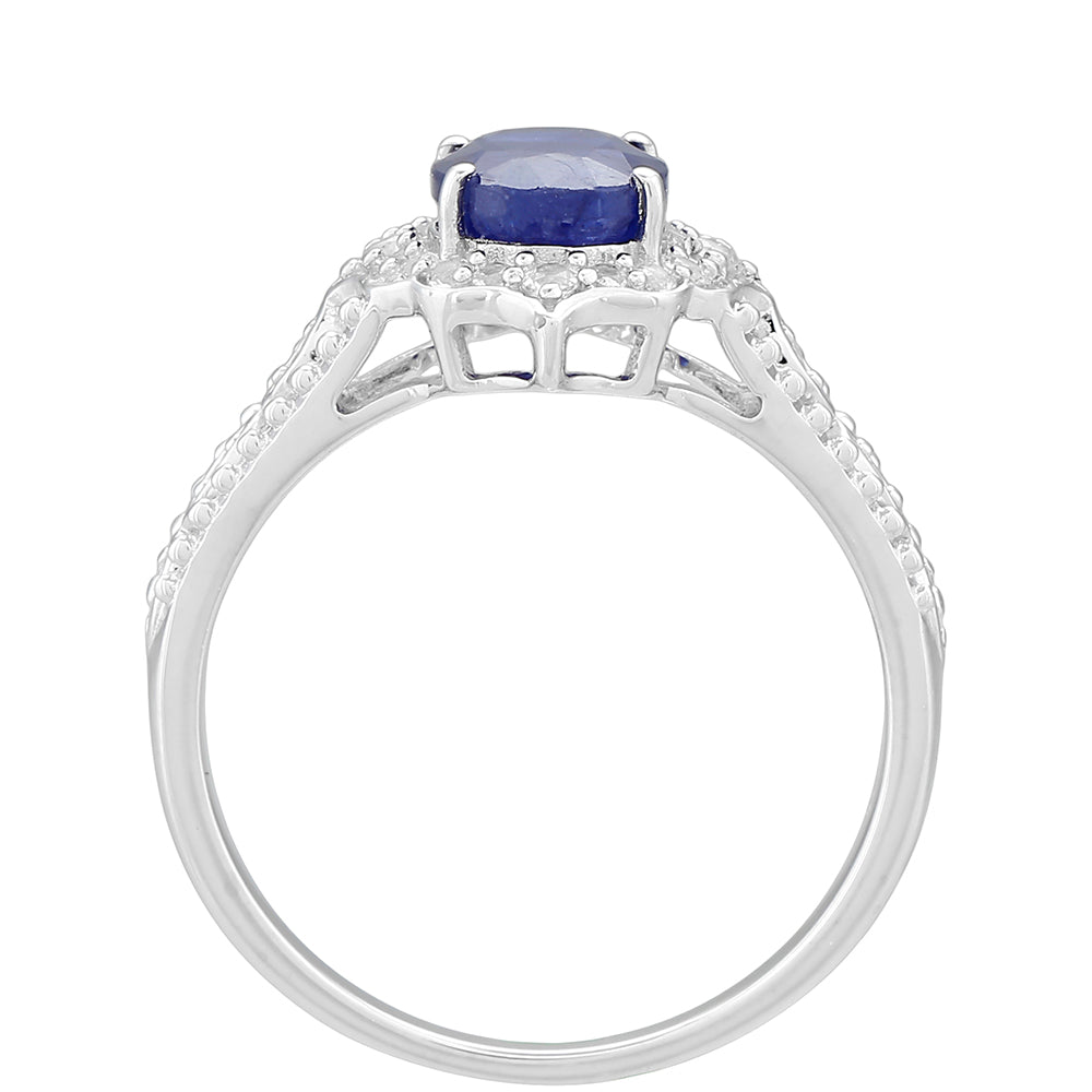 Inel din Argint 925 ( 2.4 grame ) cu Safir Thailandez și Topaz Alb 2.09 Carate 4 