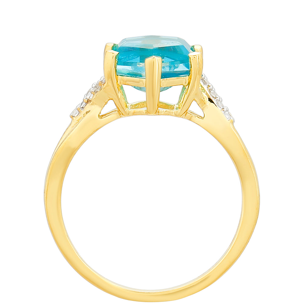 Inel din Argint 925 Placat cu Aur ( 2.14 grame ) cu Cuarț Paraiba și Topaz Alb 1.91 Carate 4 