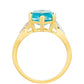Inel din Argint 925 Placat cu Aur ( 2.14 grame ) cu Cuarț Paraiba și Topaz Alb 1.91 Carate