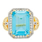 Inel din Argint 925 Placat cu Aur ( 3.78 grame ) cu Cuarț Paraiba și Topaz Alb 8.3 Carate