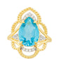 Inel din Argint 925 Placat cu Aur ( 3.41 grame ) cu Cuarț Paraiba și Topaz Alb 4.31 Carate