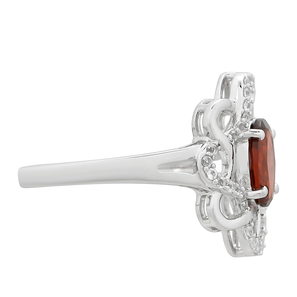 Inel din Argint 925 ( 2.69 grame ) cu Granat și Topaz Alb 1.55 Carate