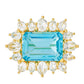 Broşă din Argint 925 Placat cu Aur ( 2.83 grame ) cu Cuarț Paraiba și Topaz Alb 11.74 Carate