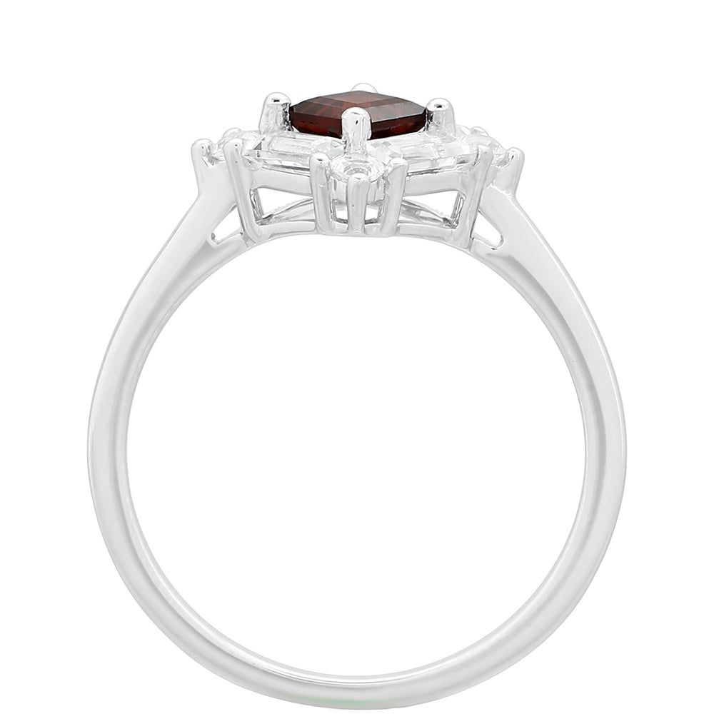 Inel din Argint 925 ( 1.9 grame ) cu Granat și Topaz Alb 1.18 Carate