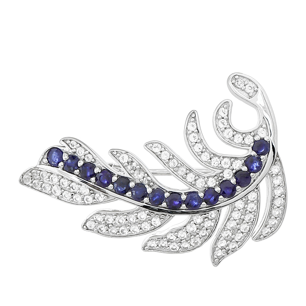 Broşă din Argint 925 ( 4.3 grame ) cu Safir Thailandez și Topaz Alb 1.63 Carate 1 