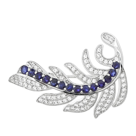 Broşă din Argint 925 ( 4.3 grame ) cu Safir Thailandez și Topaz Alb 1.63 Carate