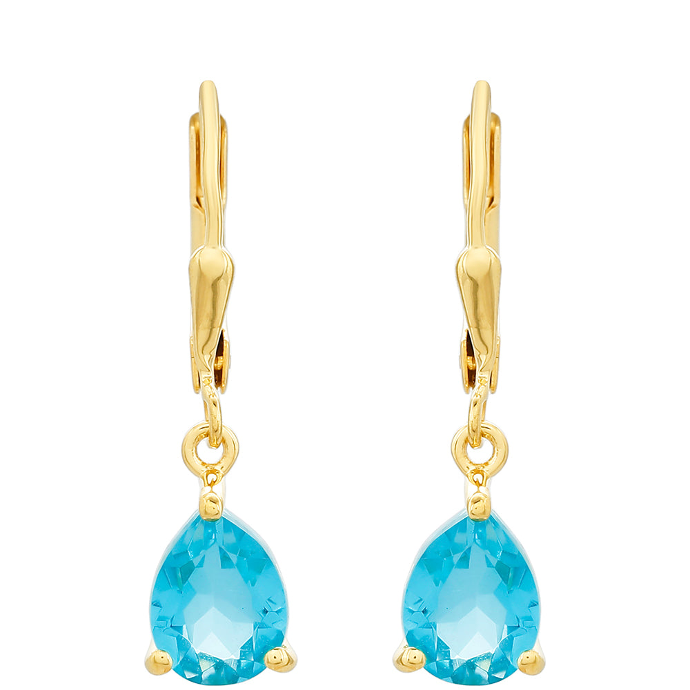 Cercei din Argint 925 Placat cu Aur ( 1.41 grame ) cu Cuarț Paraiba 2.61 Carate
