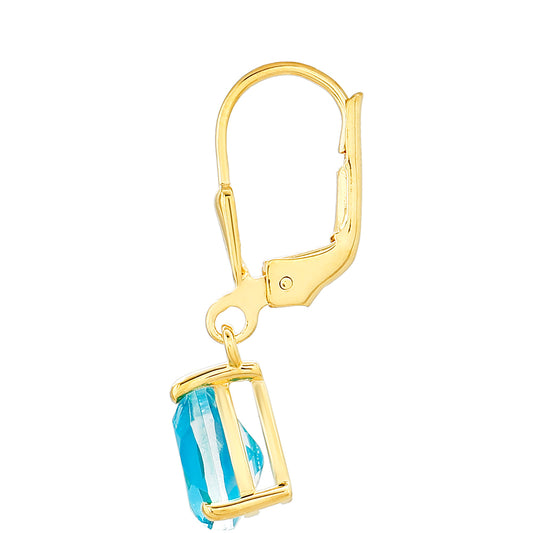 Cercei din Argint 925 Placat cu Aur ( 1.41 grame ) cu Cuarț Paraiba 2.61 Carate