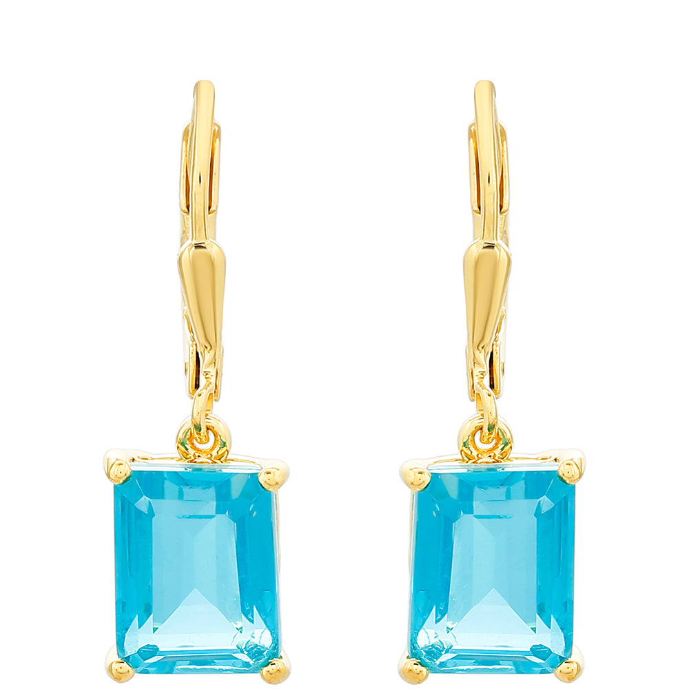 Cercei din Argint 925 Placat cu Aur ( 1.93 grame ) cu Cuarț Paraiba 5.19 Carate 1 