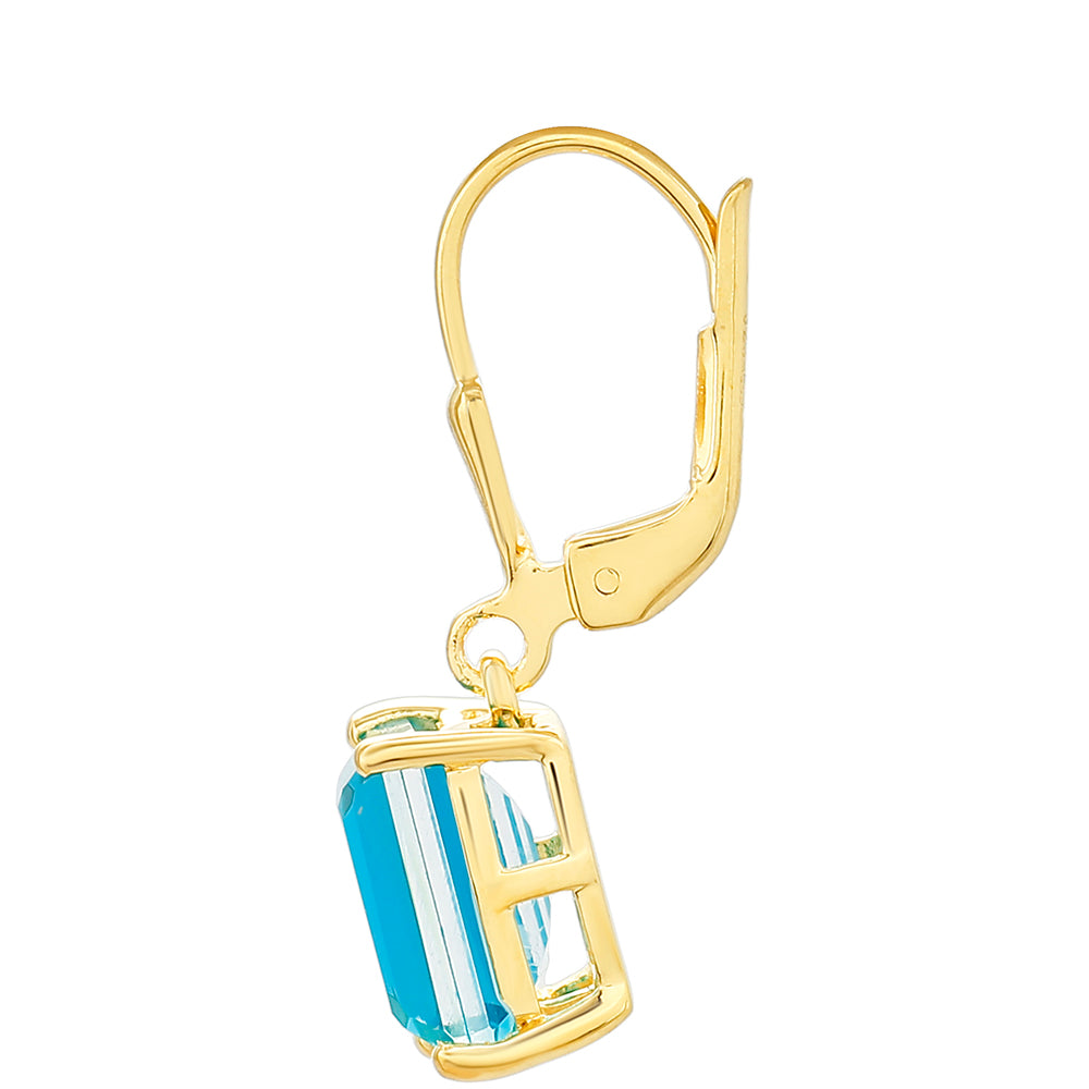 Cercei din Argint 925 Placat cu Aur ( 1.93 grame ) cu Cuarț Paraiba 5.19 Carate