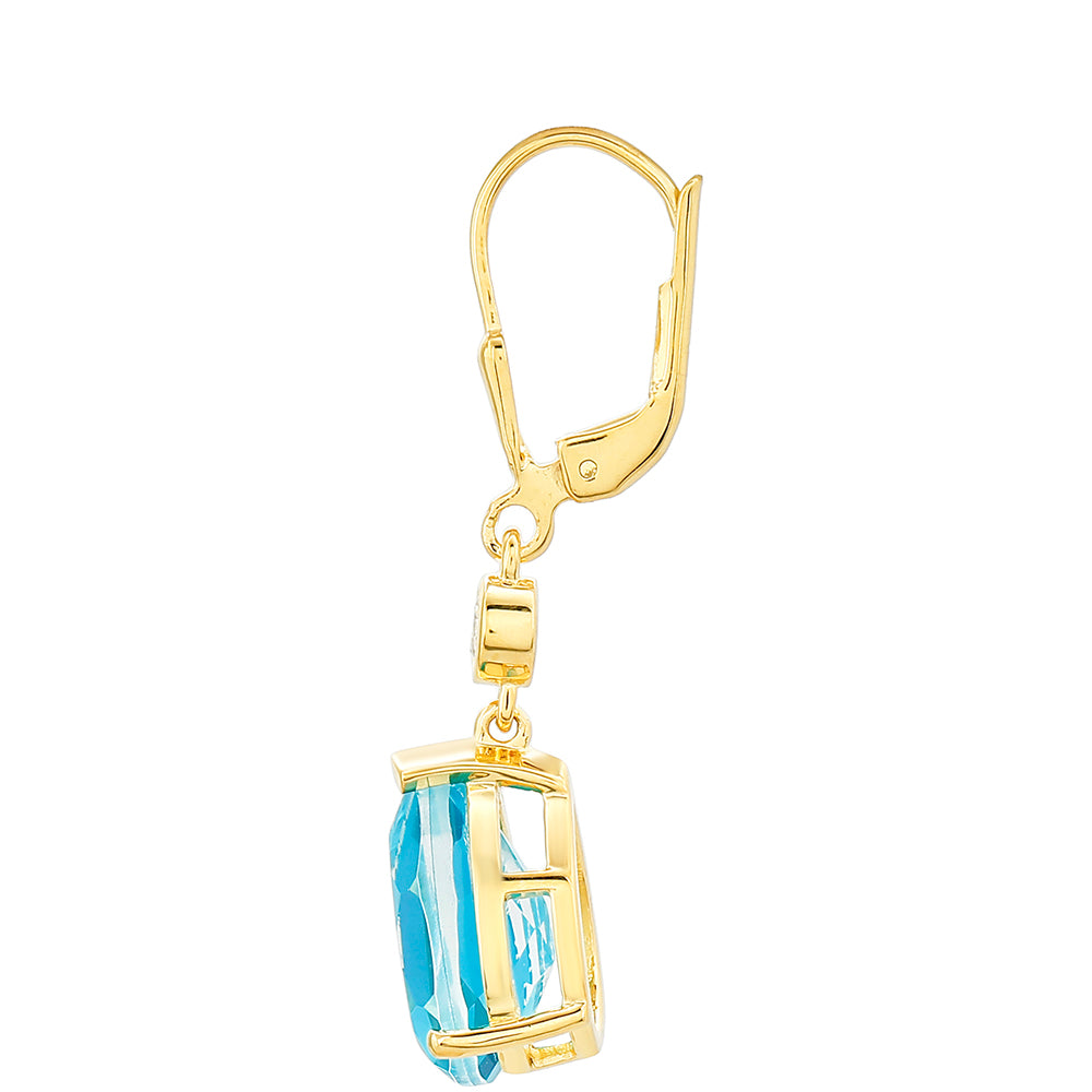 Cercei din Argint 925 Placat cu Aur ( 2.94 grame ) cu Cuarț Paraiba și Topaz Alb 6.6 Carate 2 