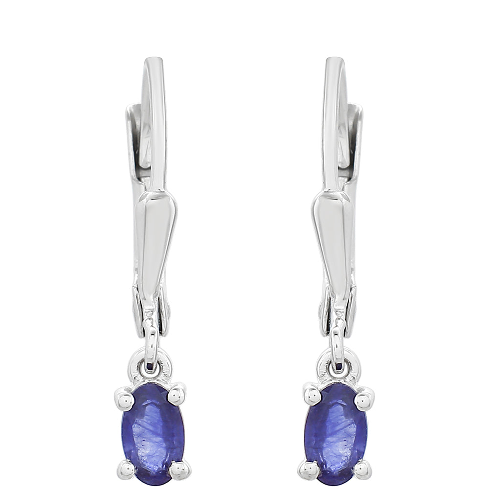 Cercei din Argint 925 ( 1.06 grame ) cu Safir Thailandez 0.74 Carate 1 