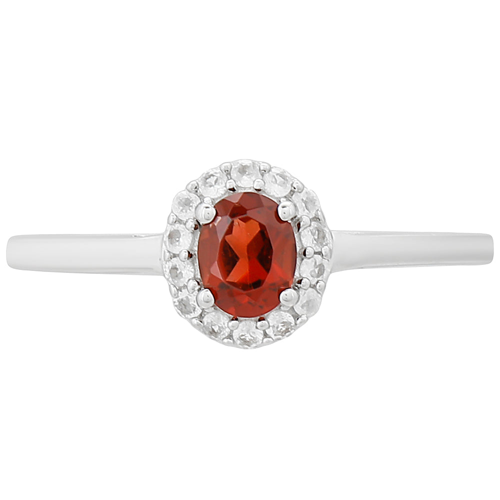 Inel din Argint 925 ( 1.57 grame ) cu Granat și Topaz Alb 0.57 Carate