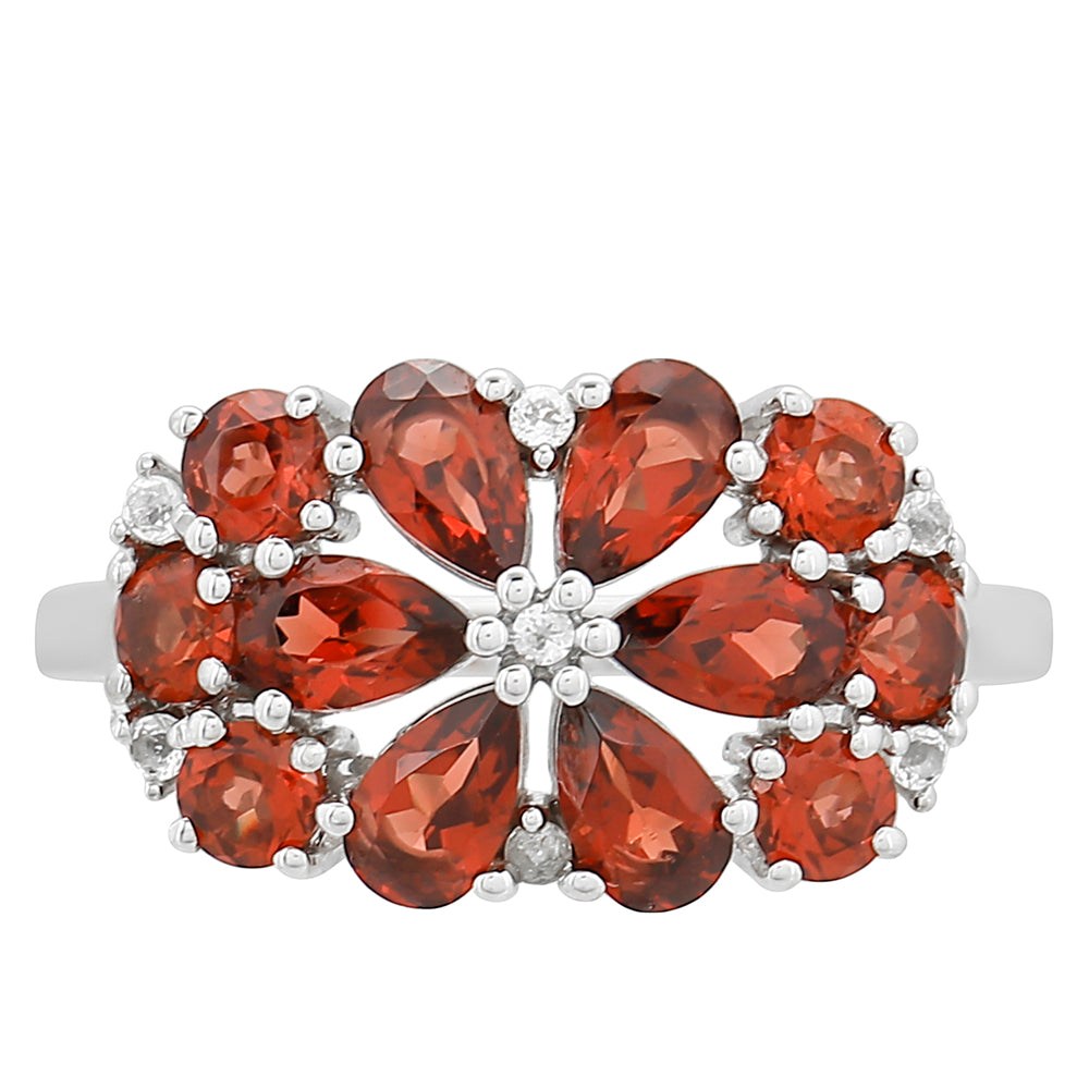 Inel din Argint 925 ( 2.55 grame ) cu Granat și Topaz Alb 2.64 Carate