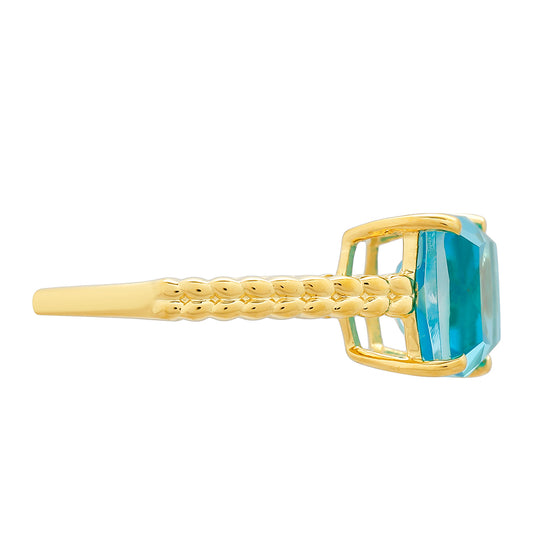 Inel din Argint 925 Placat cu Aur ( 2.54 grame ) cu Cuarț Paraiba 3.46 Carate