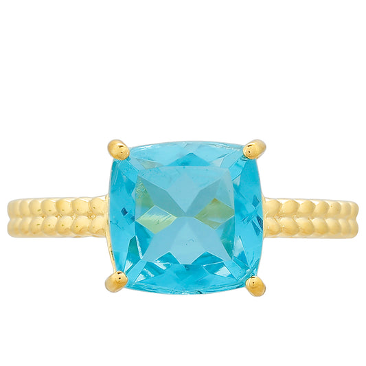 Inel din Argint 925 Placat cu Aur ( 2.54 grame ) cu Cuarț Paraiba 3.46 Carate