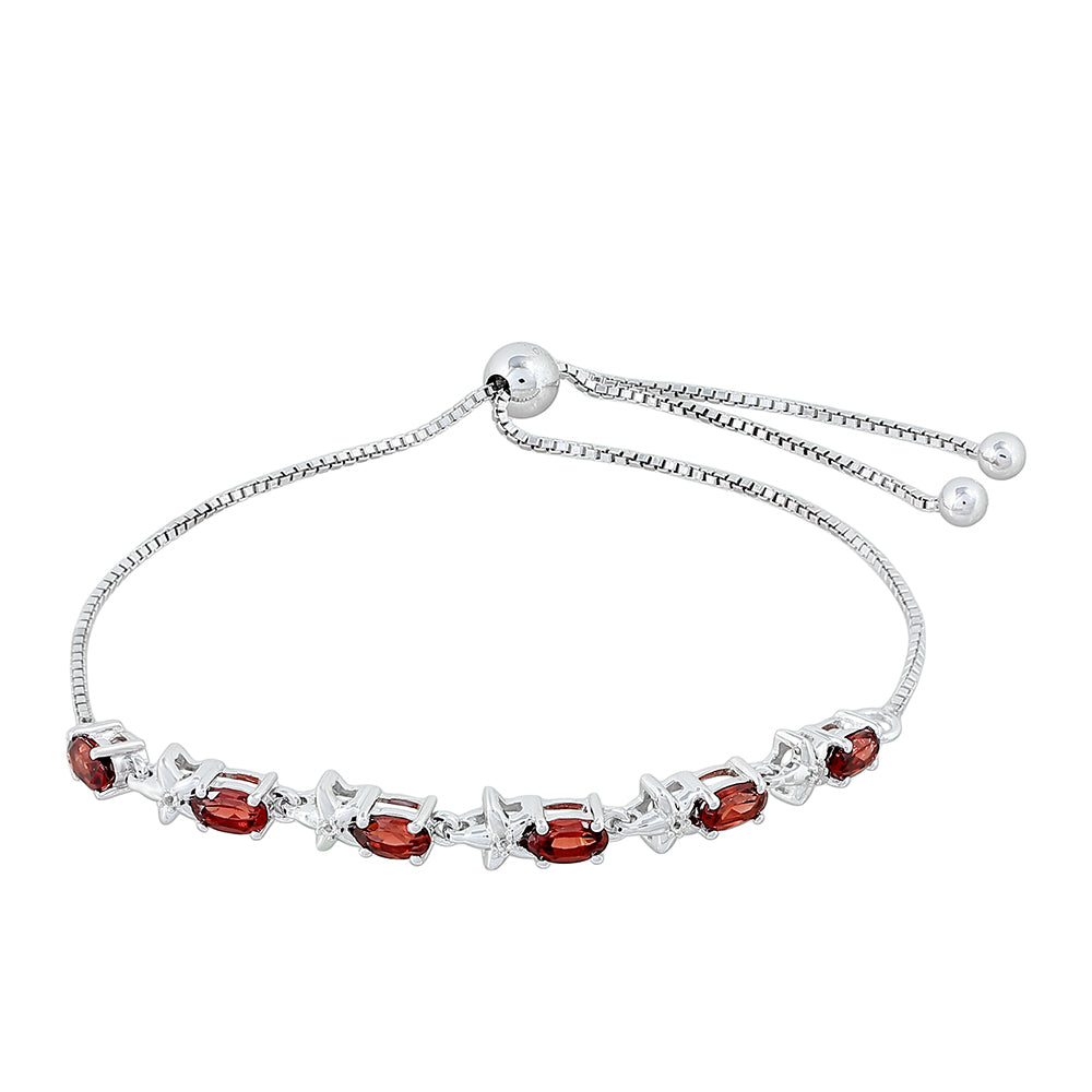 Brățară din Argint 925 ( 4.34 grame ) cu Granat și Topaz Alb 1.84 Carate