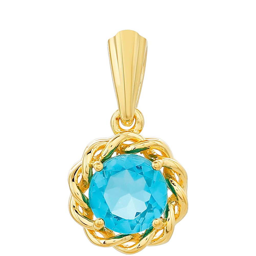 Pandantiv din Argint 925 Placat cu Aur ( 1.61 grame ) cu Cuarț Paraiba 1.53 Carate