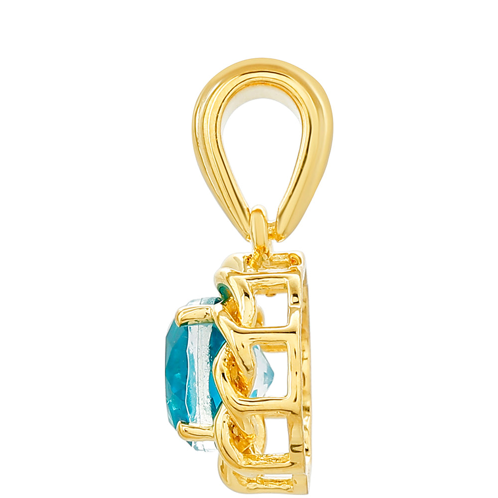 Pandantiv din Argint 925 Placat cu Aur ( 1.61 grame ) cu Cuarț Paraiba 1.53 Carate 2 