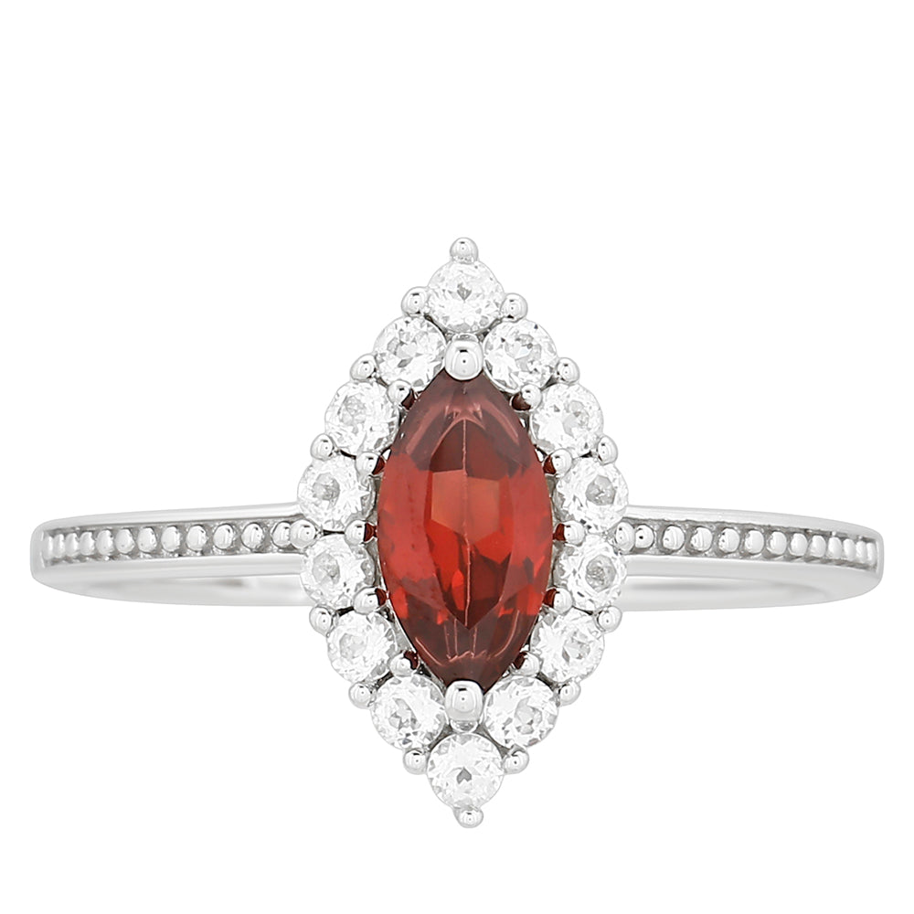 Inel din Argint 925 ( 1.9 grame ) cu Granat și Topaz Alb 1.04 Carate 1 