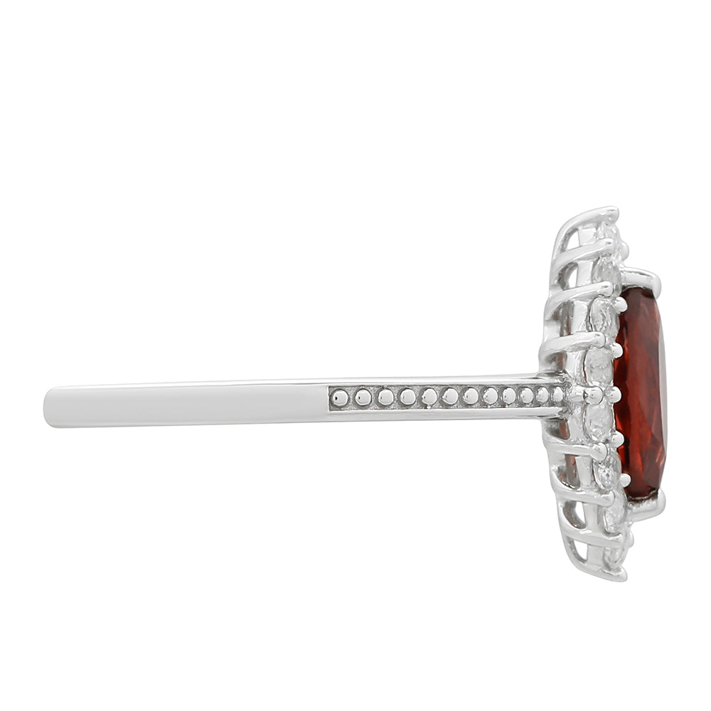 Inel din Argint 925 ( 1.9 grame ) cu Granat și Topaz Alb 1.04 Carate 2 