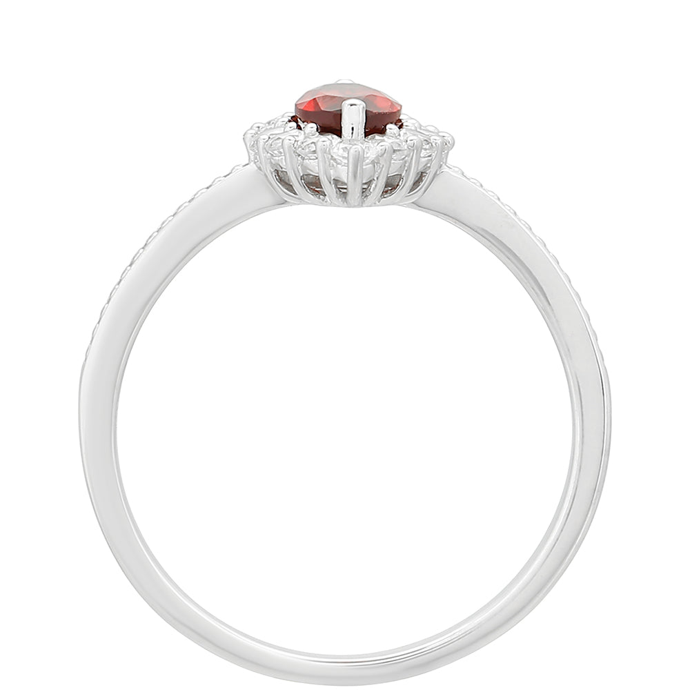 Inel din Argint 925 ( 1.9 grame ) cu Granat și Topaz Alb 1.04 Carate