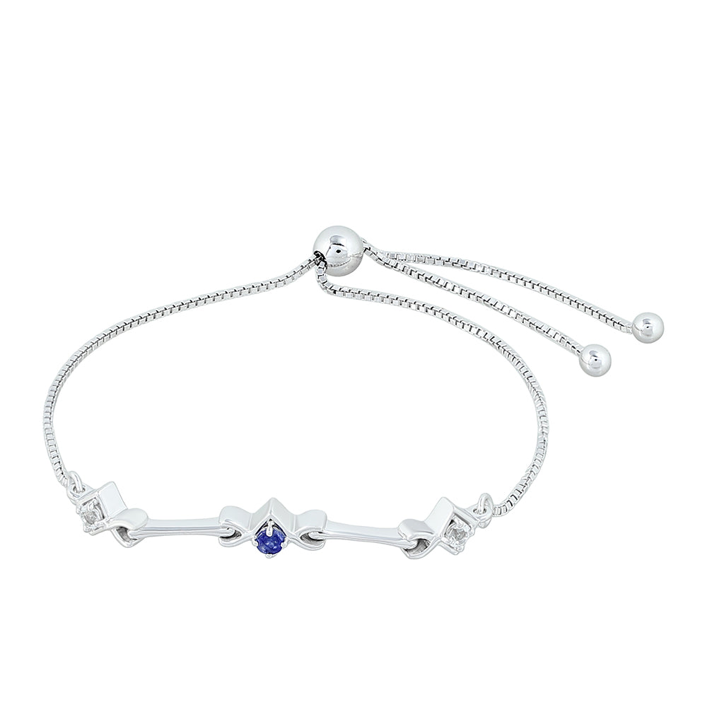 Brățară din Argint 925 ( 4.09 grame ) cu Safir Thailandez și Topaz Alb 0.26 Carate 1 