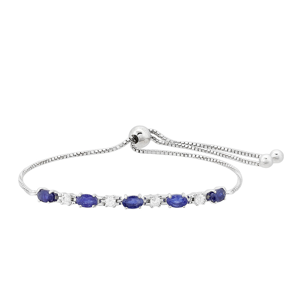 Brățară din Argint 925 ( 3.71 grame ) cu Safir Thailandez și Topaz Alb 2 Carate