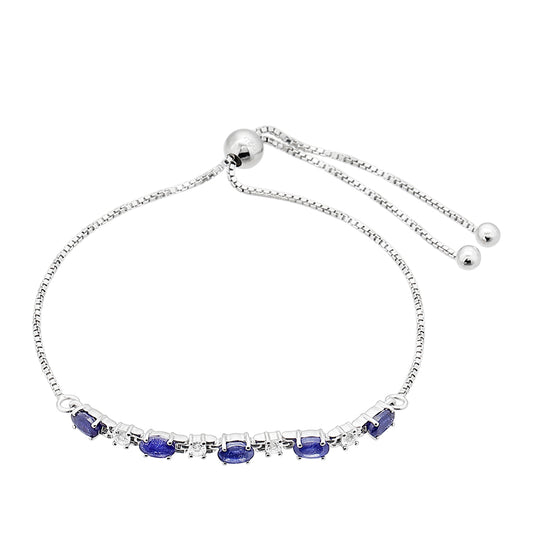 Brățară din Argint 925 ( 3.71 grame ) cu Safir Thailandez și Topaz Alb 2 Carate