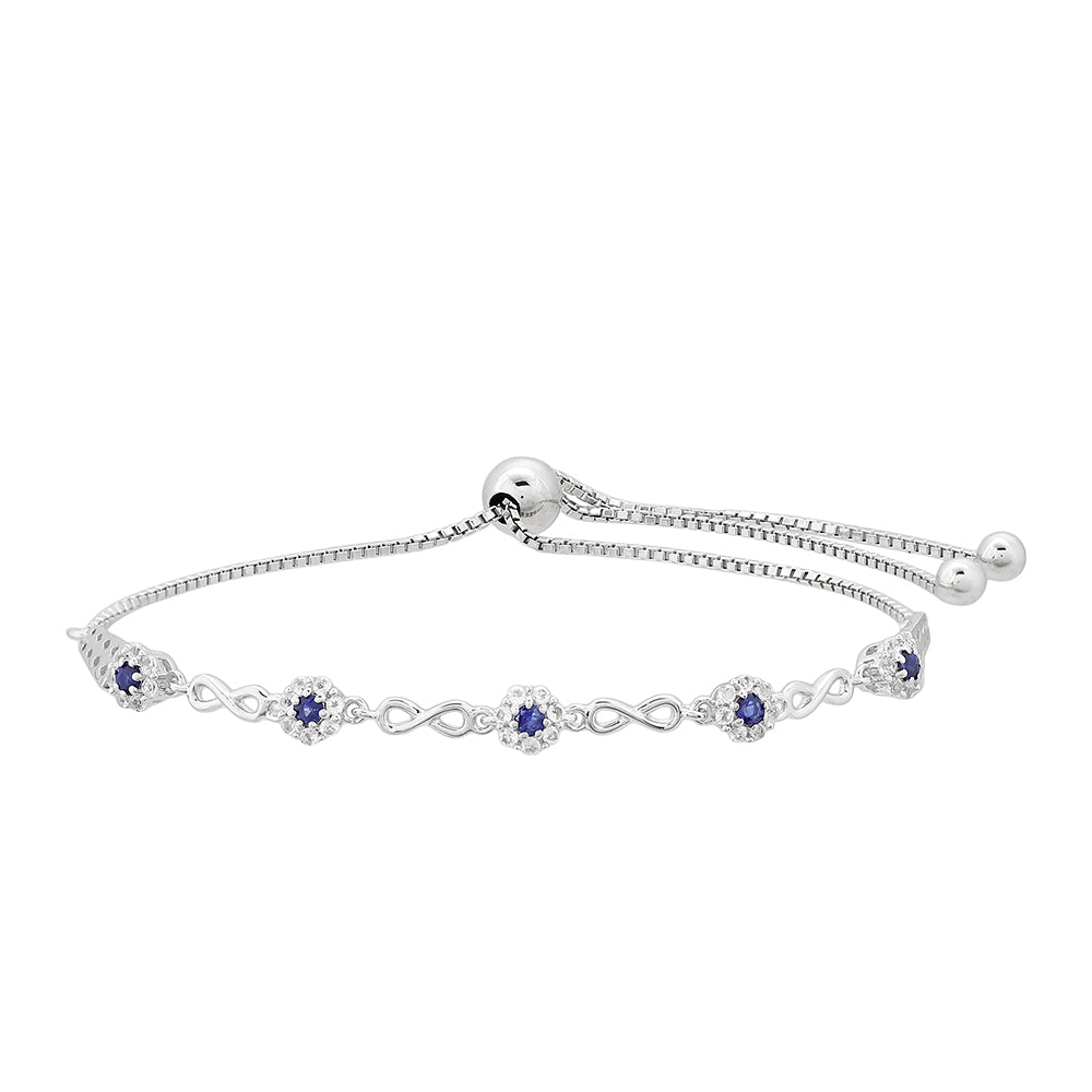 Brățară din Argint 925 ( 3.82 grame ) cu Safir Thailandez și Topaz Alb 0.66 Carate 1 