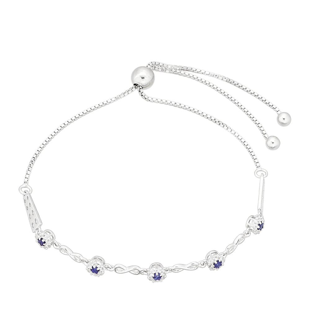 Brățară din Argint 925 ( 3.82 grame ) cu Safir Thailandez și Topaz Alb 0.66 Carate 2 