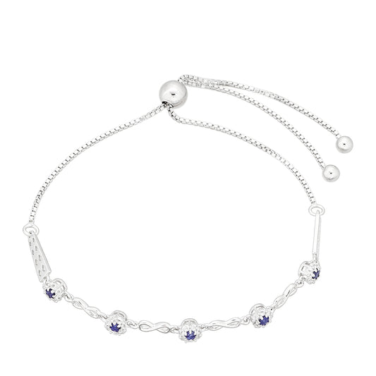 Brățară din Argint 925 ( 3.82 grame ) cu Safir Thailandez și Topaz Alb 0.66 Carate