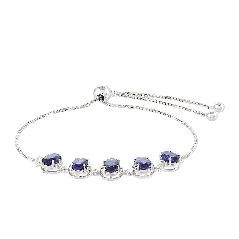Brățară din Argint 925 ( 3.7 grame ) cu Safir Thailandez și Topaz Alb 3.53 Carate