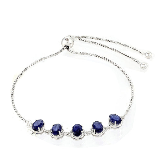 Brățară din Argint 925 ( 3.7 grame ) cu Safir Thailandez și Topaz Alb 3.53 Carate