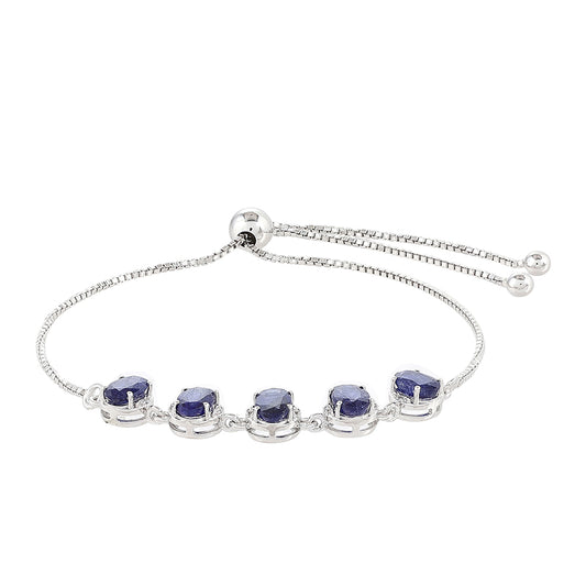 Brățară din Argint 925 ( 3.7 grame ) cu Safir Thailandez și Topaz Alb 3.53 Carate