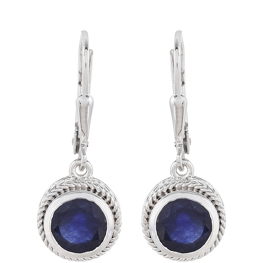 Cercei din Argint 925 ( 2.41 grame ) cu Safir Thailandez 4.17 Carate