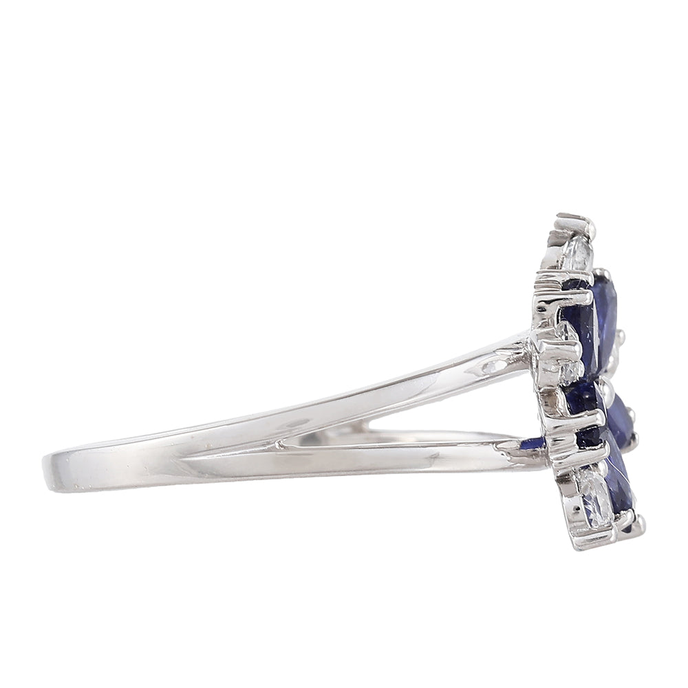 Inel din Argint 925 ( 3.02 grame ) cu Safir Thailandez și Topaz Alb 1.5 Carate