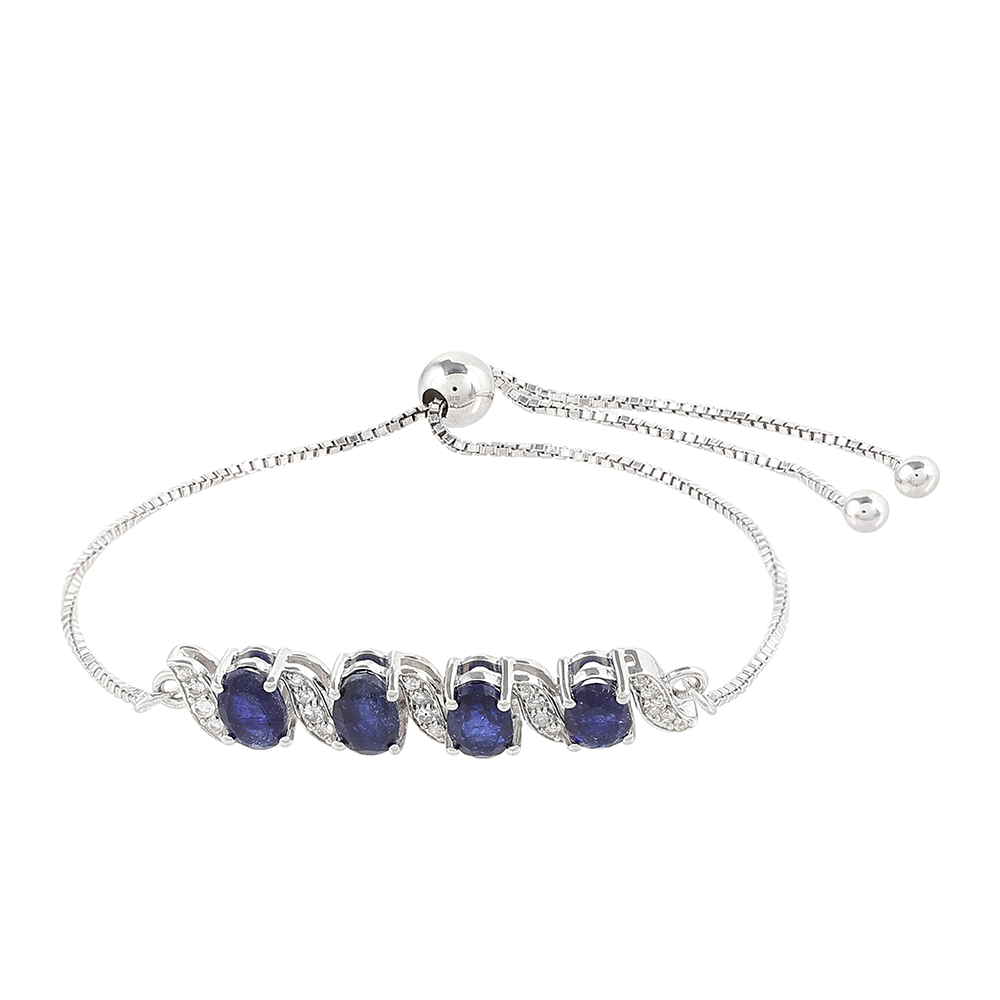 Brățară din Argint 925 ( 3.95 grame ) cu Safir Thailandez și Topaz Alb 2.75 Carate 1 