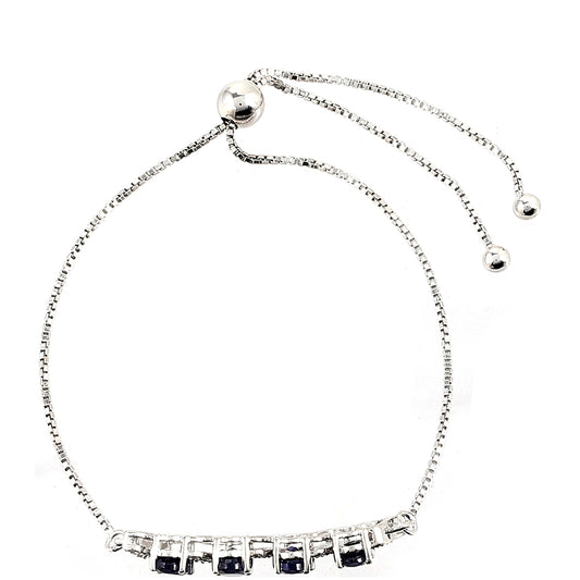 Brățară din Argint 925 ( 3.95 grame ) cu Safir Thailandez și Topaz Alb 2.75 Carate