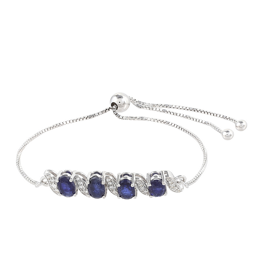 Brățară din Argint 925 ( 3.95 grame ) cu Safir Thailandez și Topaz Alb 2.75 Carate
