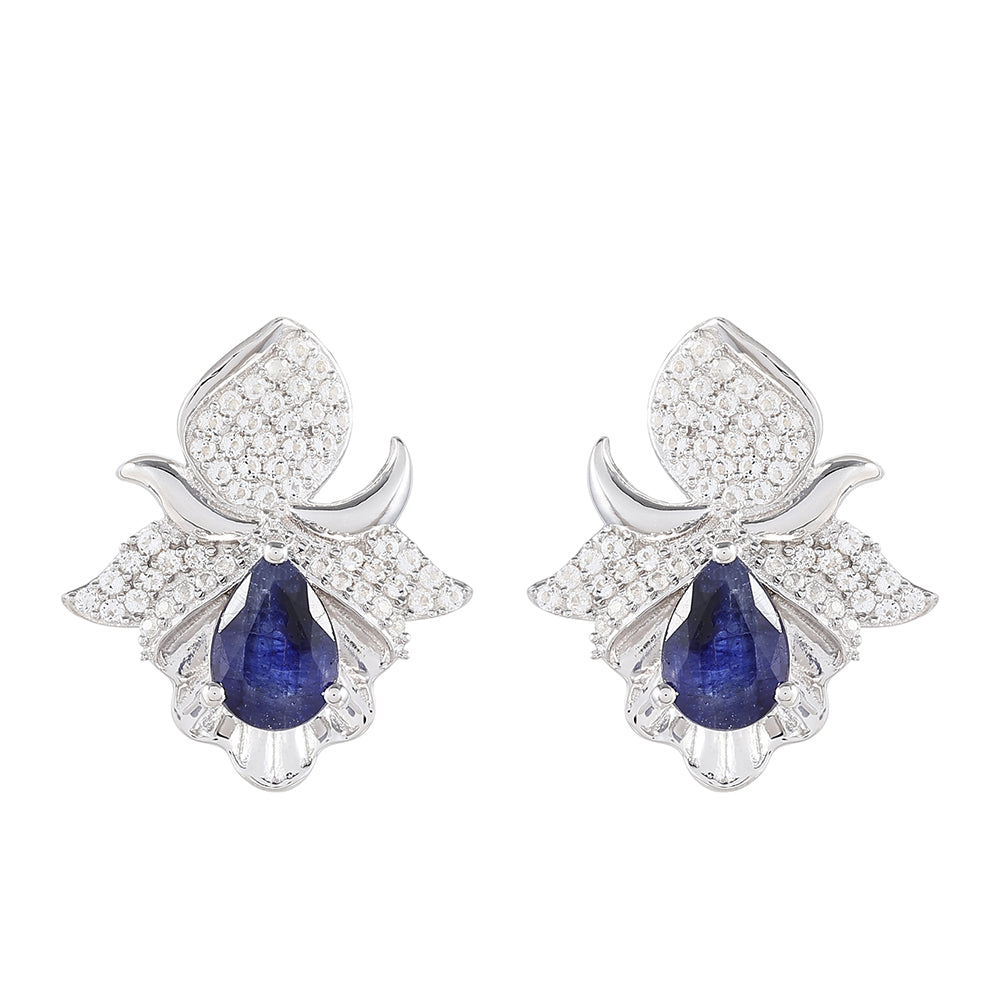 Cercei din Argint 925 ( 4.81 grame ) cu Safir Thailandez și Topaz Alb 2.56 Carate