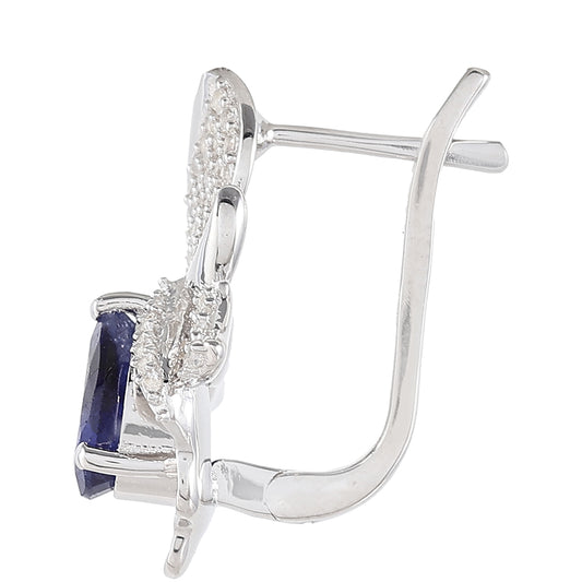 Cercei din Argint 925 ( 4.81 grame ) cu Safir Thailandez și Topaz Alb 2.56 Carate